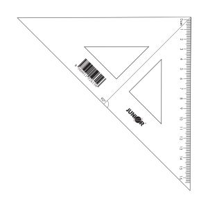 Háromszög vonalzó 16 cm-es jelöléssel, átlátszó, lazán csomagolva