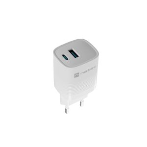 Univerzális USB töltő Natec RIBERA GaN 30W, 1X USB-A, 1X USB-C, fehér NUC-2140