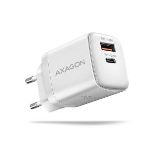 AXAGON ACU-PQ20W hálózati töltő 20W, 2x port (USB-A + USB-C), PD3.0/PPS/QC4+/AFC/Apple, fehér ACU-PQ20W