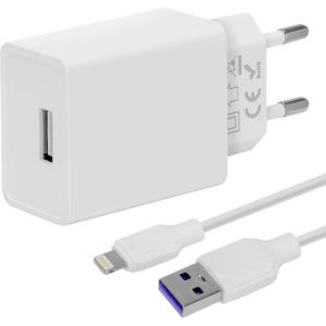 CSOMAGOLÁS: ME utazási töltő USB-A 10W + USB-A/villámkábel 1m fehér 8596311218859