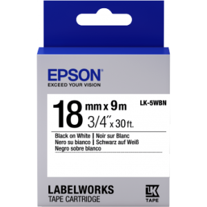 Epson szabványos LK-5WBN címkekazetta fekete/fehér, 18mm (9m) C53S655006