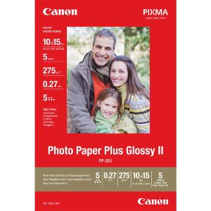 Canon fényes fotópapír, PP-201, fotópapír, fényes, 2311B053, fehér, 10x15cm, 4x6", 275 g/m2, 5 db, nincs meghatározva