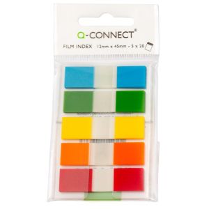 Q-CONNECT fólia könyvjelzők 12x43mm, 5x26 kártya