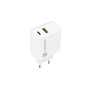 Univerzális töltő Natec RIBERA 20W 1X USB-A + 1X USB-C, fehér NUC-2061