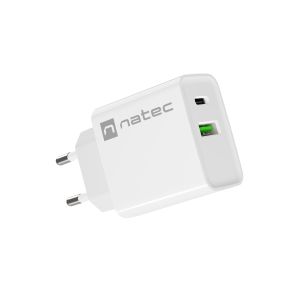 Univerzális töltő Natec RIBERA 20W 1X USB-A + 1X USB-C, fehér NUC-2061