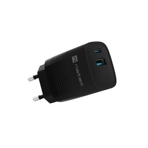 Univerzális USB töltő Natec RIBERA GaN 30 W, 1X USB-A, 1X USB-C, fekete NUC-2141