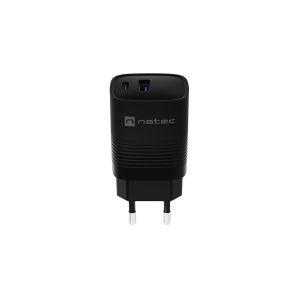 Univerzális USB töltő Natec RIBERA GaN 30 W, 1X USB-A, 1X USB-C, fekete NUC-2141