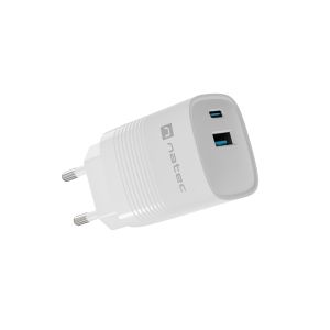 Univerzális USB töltő Natec RIBERA GaN 30W, 1X USB-A, 1X USB-C, fehér NUC-2140