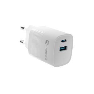 Univerzális USB töltő Natec RIBERA GaN 30W, 1X USB-A, 1X USB-C, fehér NUC-2140