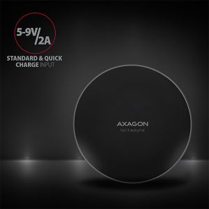 AXAGON WDC-P10T, vékony vezeték nélküli gyorstöltő, Qi 5/7.5/10W, micro USB WDC-P10T