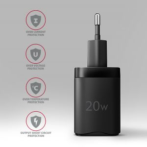 AXAGON ACU-PQ20 hálózati töltő 20W, 2x port (USB-A + USB-C), PD3.0/PPS/QC4+/AFC/Apple, fekete ACU-PQ20