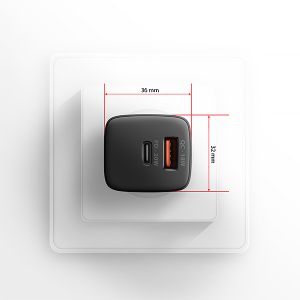 AXAGON ACU-PQ20 hálózati töltő 20W, 2x port (USB-A + USB-C), PD3.0/PPS/QC4+/AFC/Apple, fekete ACU-PQ20