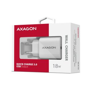 AXAGON ACU-QC18W, hálózati töltő 18 W, 1x USB-A port, QC3.0/AFC/Apple, fehér ACU-QC18W