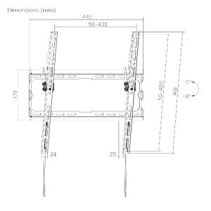 Konzol Brateck KL32-44T TV-hez 32"-70" 45kg Vékony, állítható fali tartó BRKL3244T