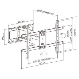 Kihúzható konzol Brateck LPA69-463D TV-hez 32"-70" 45kg állítható fal BRLPA69463D