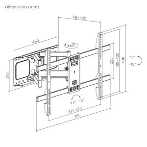 Brateck LPA69-466 kihúzható konzol TV-hez 37"-80" 60kg állítható fali nagy teherbírású BRLPA69466