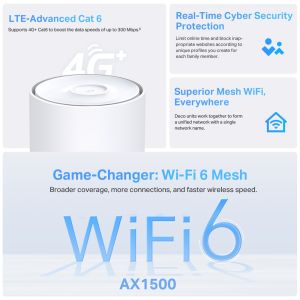 TP-Link Deco X10-4G (1 csomag) 4G+ AX1500 Mesh Wifi6 LTE rendszer Deco X10-4G(1-pack)