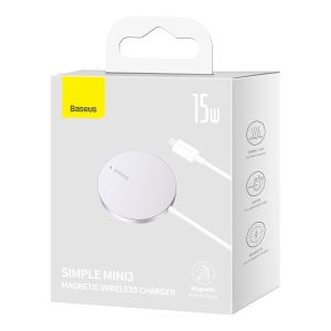 Baseus vezeték nélküli hálózati töltő Simple Mini3 15W USB-C fehér 6932172618650