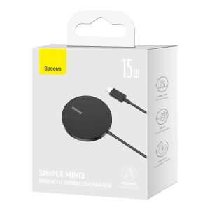 Baseus vezeték nélküli hálózati töltő Simple Mini3 15W USB-C fekete 6932172618643