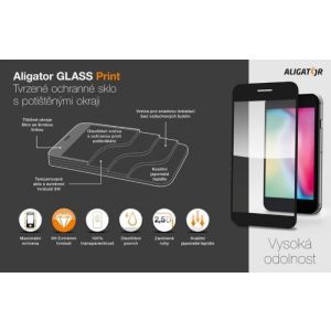 Aligátor Védő edzett üveg GLASS PRINT, iPhone 14 Pro, fekete, teljes felületű ragasztás GLP0187