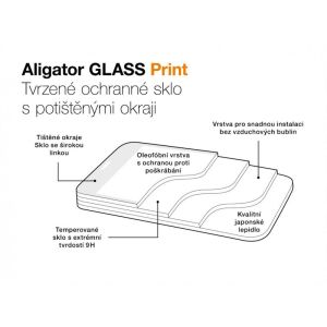 Aligátor védő edzett üveg GLASS PRINT, Xiaomi Redmi Note 12 Pro/Pro+, fekete, teljes felületű ragasztás GLP0211