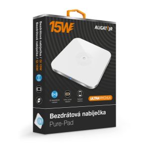 ALIGATOR vezeték nélküli töltő Aligator Pure-Pad 15W, fehér CHQ005