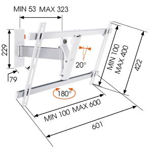 LCD kar Vogel&#39;s W52081, 40-65", 2 csuklós, fehér W52081