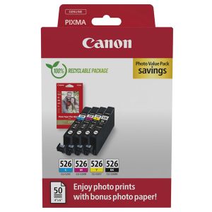 Canon CLI-526 + paper, CMYK, 4540B019, 4-pack tintapatron, többszínű, eredeti