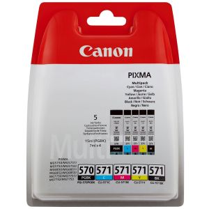 Canon CLI-571 CMYK, PGI-570, 0372C006, 5-pack tintapatron, többszínű, eredeti