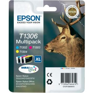 Epson T1306, CMY, hármas csomagolás tintapatron, többszínű, eredeti