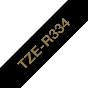 Brother TZE-R334 arany fekete 12 mm-es textilszalagon TZER334