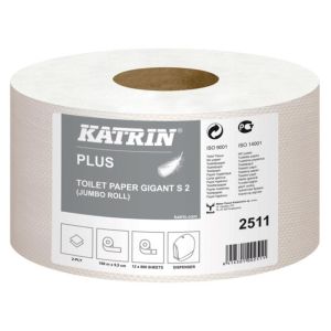 Toalettpapír 2 rétegű KATRIN Plus Gigant WC S2 18 cm, cellulóz, tekercs 100 m
