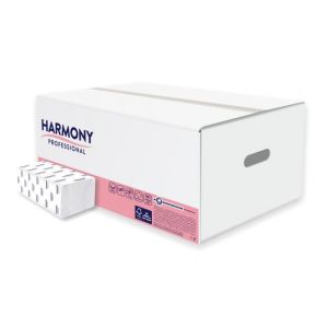 Hajtogatott papírtörlő ZZ 2 rétegű HARMONY professional, 100% cellulóz, fehér (20 db.)