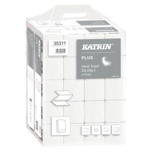 Papírtörlő hajtogatott ZZ 2 rétegű KATRIN Plus szuper Handy csomag fehér (20 db.)