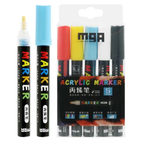 M&G Acrylic Marker 2 mm-es akril, 5 db-os készlet