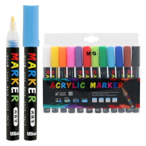 M&G Acrylic Marker 2 mm-es akril, 12 db-os készlet