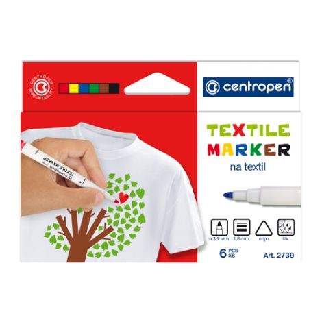 Marker CENTROPEN 2739 Textil - 6 db-os készlet