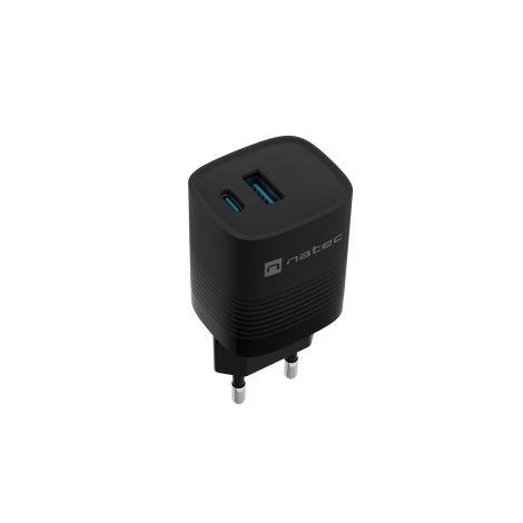 Univerzális USB töltő Natec RIBERA GaN 30 W, 1X USB-A, 1X USB-C, fekete NUC-2141