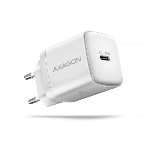 AXAGON ACU-PD20W, hálózati töltő 20 W, 1x USB-C port, PD3.0/PPS/QC4+/AFC/Apple, fehér ACU-PD20W