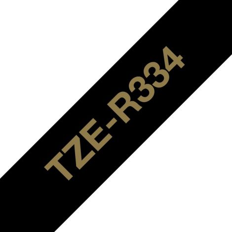 Brother TZE-R334 arany fekete 12 mm-es textilszalagon TZER334