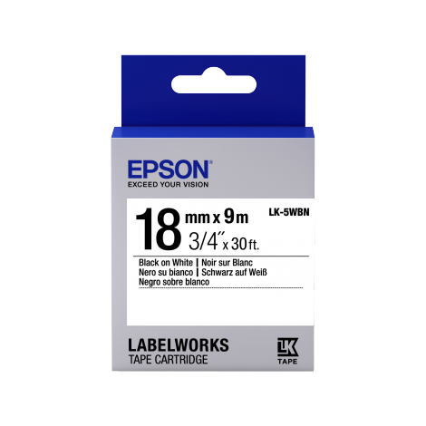 Epson szabványos LK-5WBN címkekazetta fekete/fehér, 18mm (9m) C53S655006