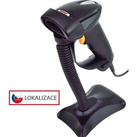 CCD olvasó Virtuos HT-310A, nagy hatótávolságú, USB (billentyűzet/RS-232 emuláció), állvány, fekete EH02G0010