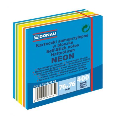 Öntapadó betét Donau 76x76mm 400l neonkék