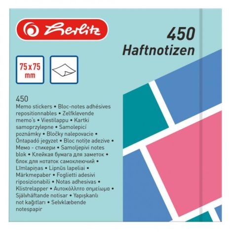 Jegyzettömb Herlitz Color Blocking 75x75mm 450 lap színes