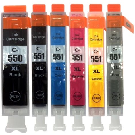 Canon CLI-551 XL CMYK, PGI-550 XL, CLI-551GY XL, 6-pack tintapatron, többszínű, alternatív