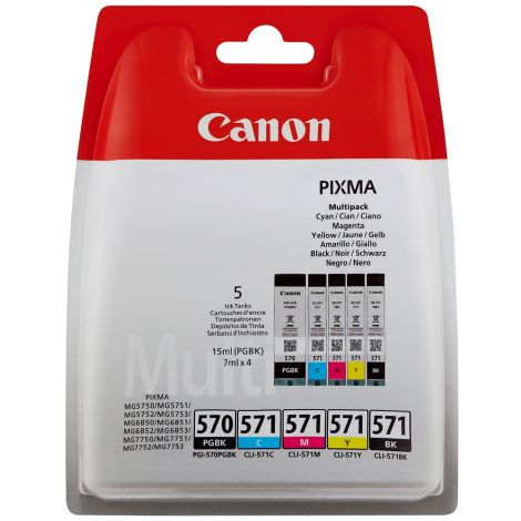 Canon CLI-571 CMYK, PGI-570, 0372C006, 5-pack tintapatron, többszínű, eredeti