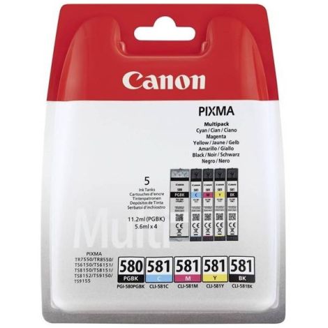 Canon CLI-581, CMYK, PGI-580, 5-pack tintapatron, többszínű, eredeti