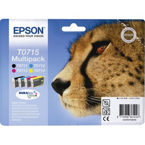 Epson T0715, C13T07154012, CMYK, 4-pack tintapatron, többszínű, eredeti