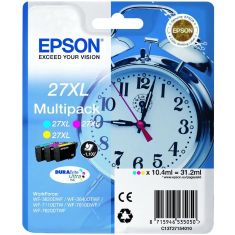 Epson T2715 (27XL), C13T27154012, CMY, 3-pack tintapatron, többszínű, eredeti