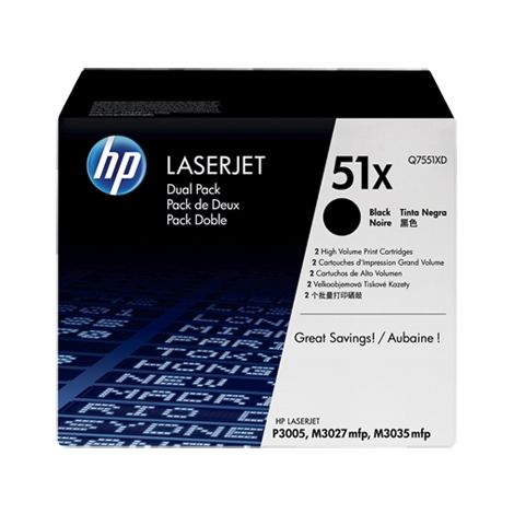 Toner HP Q7551XD (51X), kettős csomagolás, fekete (black), eredeti